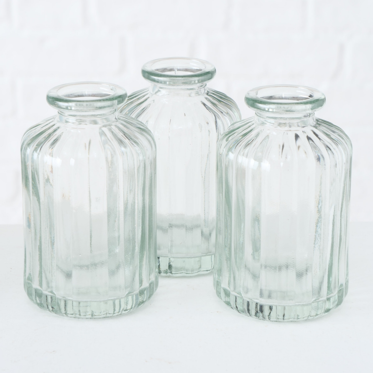 Set x 3 Jarrones Merula transparente líneas