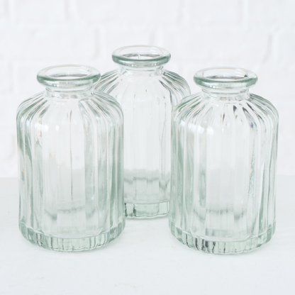 Set x 3 Jarrones Merula transparente líneas
